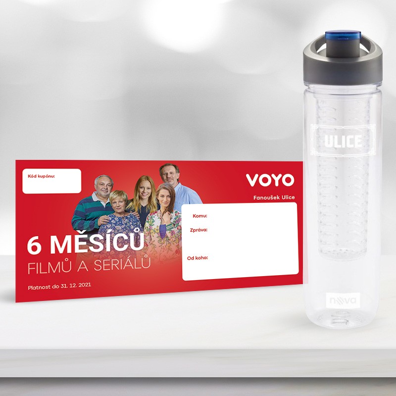 Předplatné Voyo na 6 měsíců a lahev na vodu Ulice