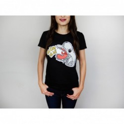 Dámské tričko černé - barevný potisk - Nečum na mě v2